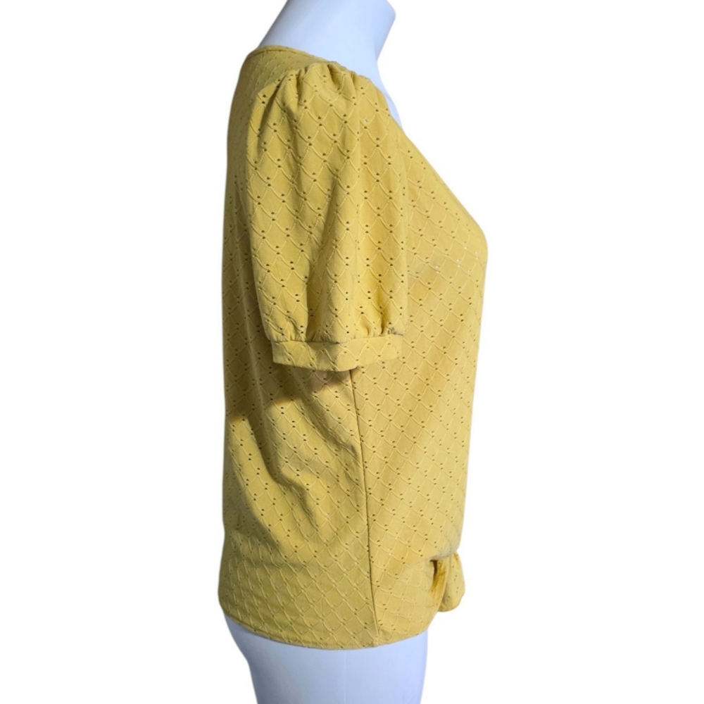 W5 Tie Hem Eyelet Top Golden Yellow Size M - Picture 3 of 8